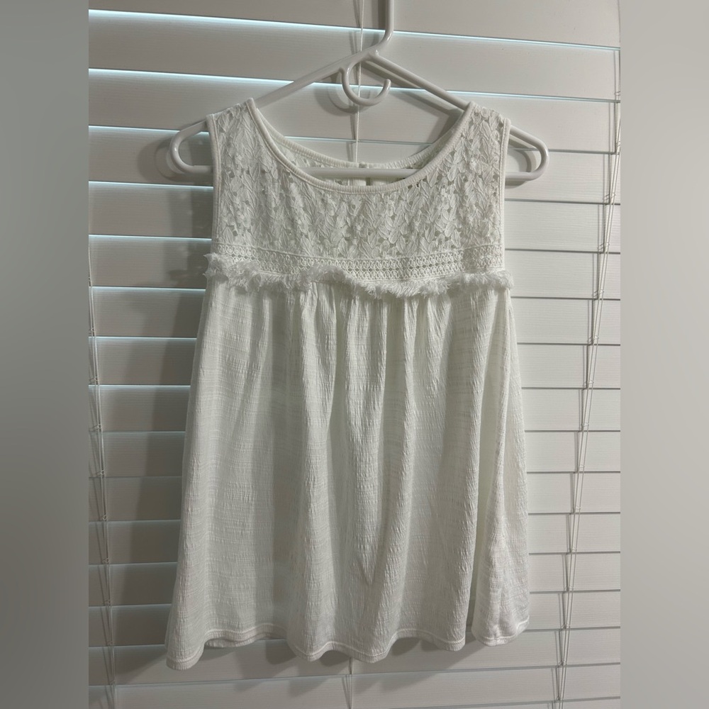 Max Studio size 1X White Lace Yoke Tank - Picture 2 of 5